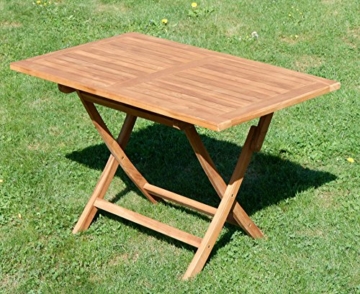 ASS ECHT Teak Holz Klapptisch Holztisch Gartentisch Tisch in verschiedenen Größen von Größe:120x70 cm - 3
